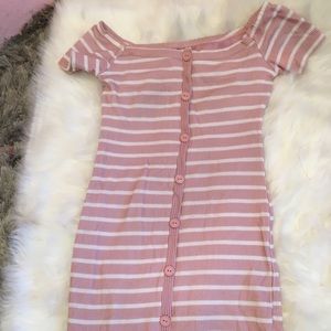 Pink white striped tight Dress